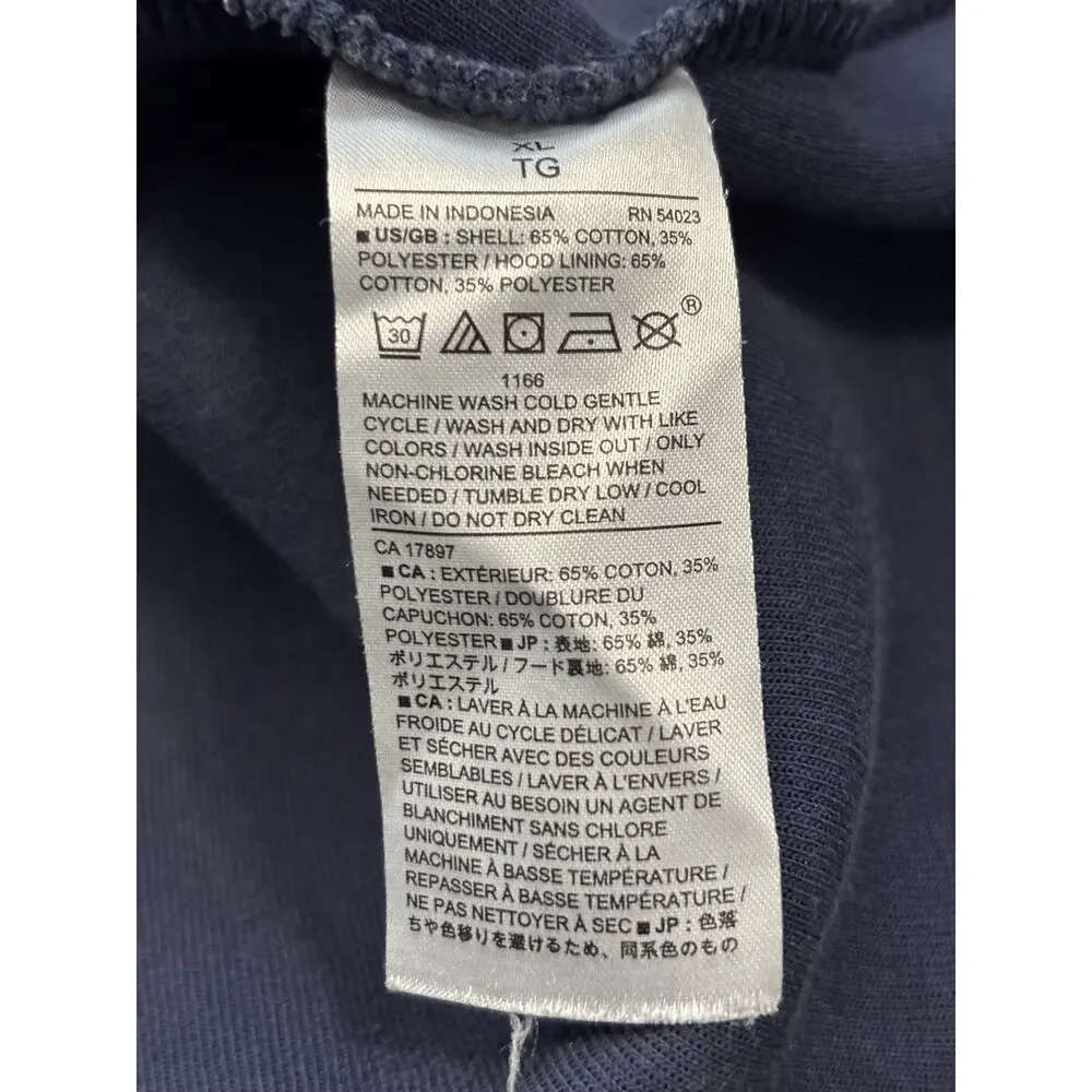 Banana Republic Eco Hoodie Mens XL Navy‎ Blue Snap Neck Sweatshirt 1166
